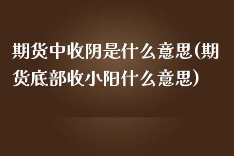 期货中收阴是什么意思(期货底部收小阳什么意思) (https://www.njaxzs.com/) 期货投资 第1张