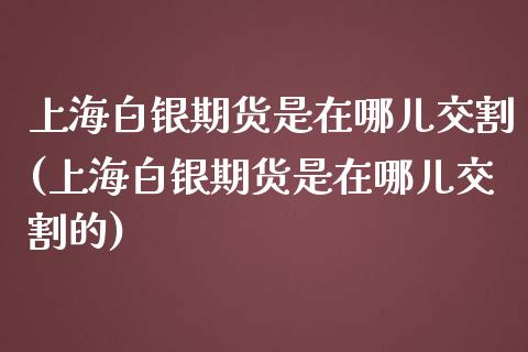 上海白银期货是在哪儿交割(上海白银期货是在哪儿交割的) (https://www.njaxzs.com/) 黄金期货 第1张