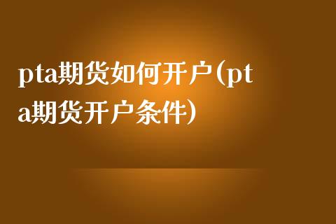 pta期货如何开户(pta期货开户条件) (https://www.njaxzs.com/) 期货投资 第1张