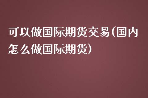 可以做国际期货交易(国内怎么做国际期货) (https://www.njaxzs.com/) 内盘期货 第1张
