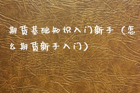 期货基础知识入门新手（怎么期货新手入门） (https://www.njaxzs.com/) 黄金期货 第1张