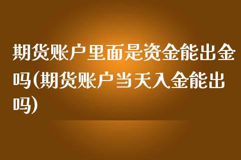 期货账户里面是资金能出金吗(期货账户当天入金能出吗) (https://www.njaxzs.com/) 原油期货 第1张