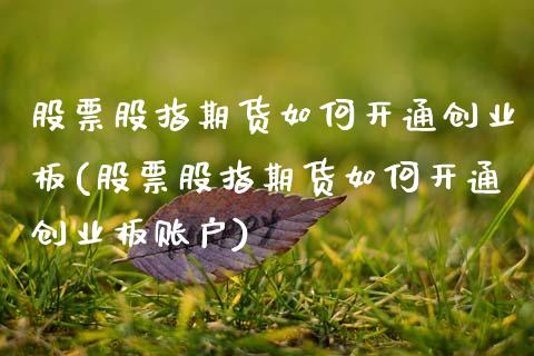 股票股指期货如何开通创业板(股票股指期货如何开通创业板账户) (https://www.njaxzs.com/) 原油期货 第1张