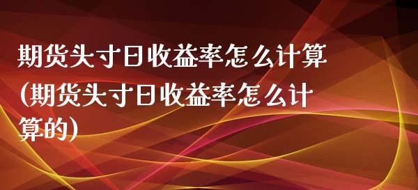 期货头寸日收益率怎么计算(期货头寸日收益率怎么计算的) (https://www.njaxzs.com/) 期货直播间 第1张