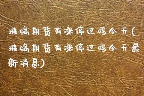 玻璃期货有涨停过吗今天(玻璃期货有涨停过吗今天最新消息) (https://www.njaxzs.com/) 期货行情 第1张