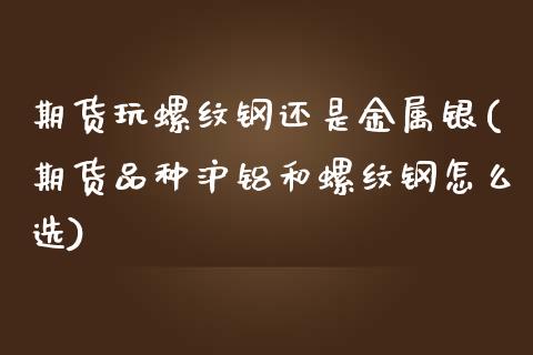 期货玩螺纹钢还是金属银(期货品种沪铝和螺纹钢怎么选) (https://www.njaxzs.com/) 黄金期货 第1张