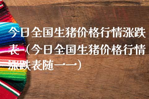 今日全国生猪行情涨跌表（今日全国生猪行情涨跌表随一一） (https://www.njaxzs.com/) 期货行情 第1张