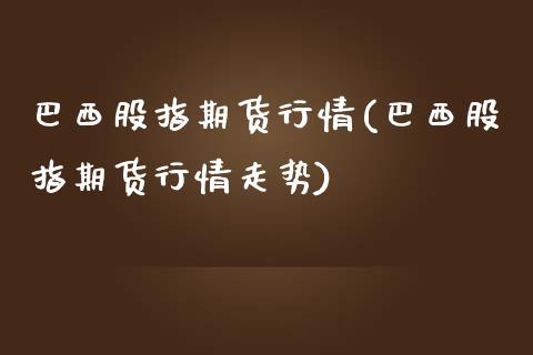 巴西股指期货行情(巴西股指期货行情走势) (https://www.njaxzs.com/) 期货行情 第1张