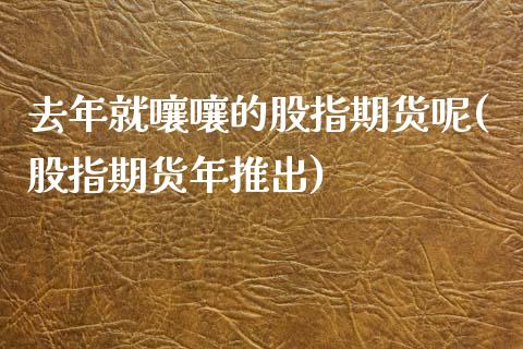 去年就嚷嚷的股指期货呢(股指期货年推出) (https://www.njaxzs.com/) 黄金期货 第1张