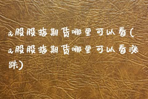 a股股指期货哪里可以看(a股股指期货哪里可以看涨跌) (https://www.njaxzs.com/) 黄金期货 第1张