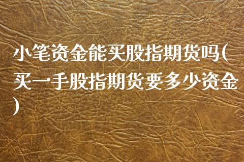 小笔资金能买股指期货吗(买一手股指期货要多少资金) (https://www.njaxzs.com/) 期货投资 第1张