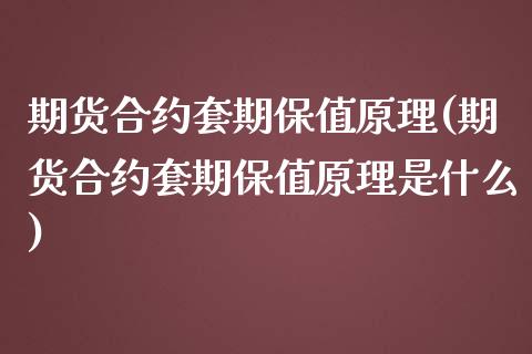 期货合约套期保值原理(期货合约套期保值原理是什么) (https://www.njaxzs.com/) 期货开户 第1张