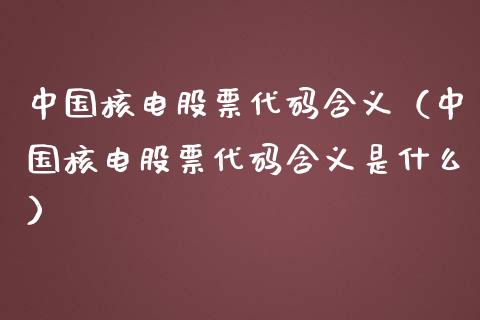 中国核电股票代码含义（中国核电股票代码含义是什么） (https://www.njaxzs.com/) 内盘期货 第1张