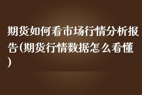期货如何看市场行情分析报告(期货行情数据怎么看懂) (https://www.njaxzs.com/) 期货投资 第1张