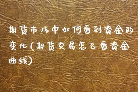 期货市场中如何看到资金的变化(期货交易怎么看资金曲线) (https://www.njaxzs.com/) 内盘期货 第1张