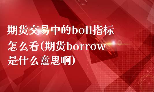 期货交易中的boll指标怎么看(期货borrow是什么意思啊) (https://www.njaxzs.com/) 黄金期货 第1张