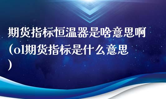 期货指标恒温器是啥意思啊(ol期货指标是什么意思) (https://www.njaxzs.com/) 黄金期货 第1张