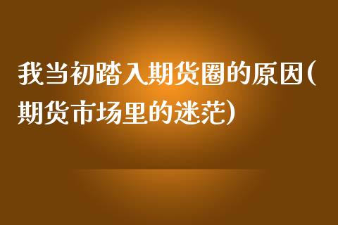 我当初踏入期货圈的原因(期货市场里的迷茫) (https://www.njaxzs.com/) 原油期货 第1张