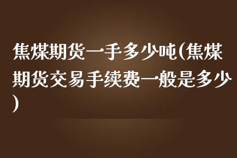 焦煤期货一手多少吨(焦煤期货交易手续费一般是多少) (https://www.njaxzs.com/) 期货直播间 第1张
