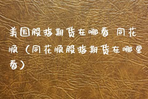 美国股指期货在哪看 同花顺（同花顺股指期货在哪里看） (https://www.njaxzs.com/) 原油期货 第1张
