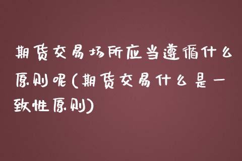 期货交易场所应当遵循什么原则呢(期货交易什么是一致性原则) (https://www.njaxzs.com/) 原油期货 第1张