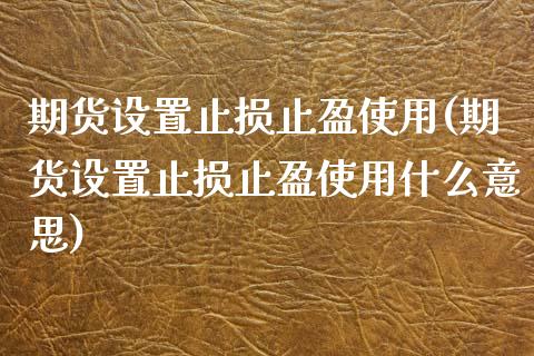 期货设置止损止盈使用(期货设置止损止盈使用什么意思) (https://www.njaxzs.com/) 期货行情 第1张