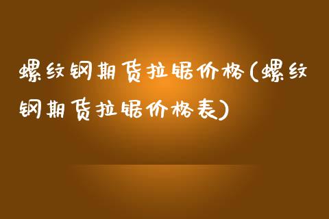 螺纹钢期货拉锯(螺纹钢期货拉锯表) (https://www.njaxzs.com/) 期货直播间 第1张
