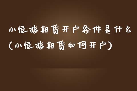 小恒指期货开户条件是什么(小恒指期货如何开户) (https://www.njaxzs.com/) 期货直播间 第1张