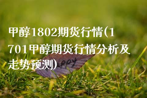 甲醇1802期货行情(1701甲醇期货行情分析及走势预测) (https://www.njaxzs.com/) 黄金期货 第1张