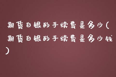 期货白银的手续费是多少(期货白银的手续费是多少钱) 黄金期货 第1张-爱新财经 期货白银的手续费是多少(期货白银的手续费是多少钱) (https://www.njaxzs.com/) 黄金期货 第1张