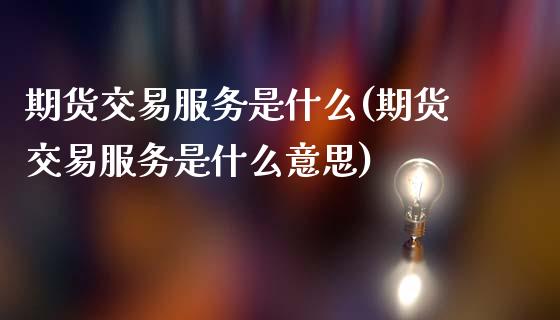 期货交易服务是什么(期货交易服务是什么意思) (https://www.njaxzs.com/) 黄金期货 第1张