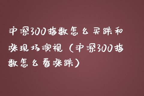 沪深300指数怎么买跌和涨现场演视（沪深300指数怎么看涨跌） (https://www.njaxzs.com/) 内盘期货 第1张
