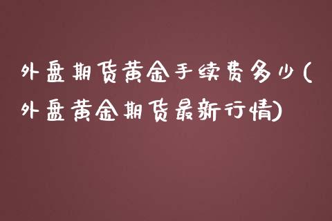 外盘期货黄金手续费多少(外盘黄金期货最新行情) (https://www.njaxzs.com/) 期货直播间 第1张