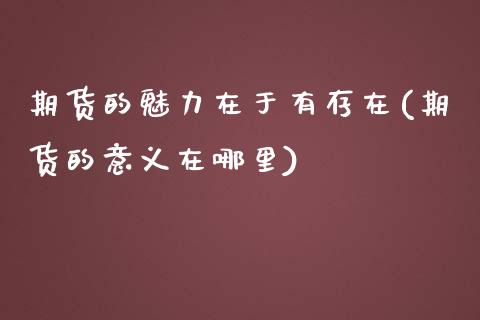 期货的魅力在于有存在(期货的意义在哪里) (https://www.njaxzs.com/) 期货开户 第1张