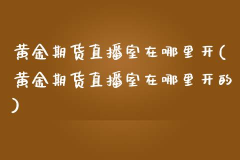 黄金期货直播室在哪里开(黄金期货直播室在哪里开的) (https://www.njaxzs.com/) 黄金期货 第1张