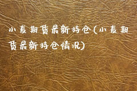 小麦期货最新持仓(小麦期货最新持仓情况) (https://www.njaxzs.com/) 期货直播间 第1张
