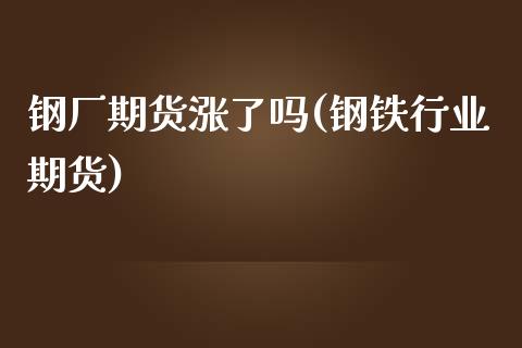 钢厂期货涨了吗(钢铁行业期货) (https://www.njaxzs.com/) 期货投资 第1张