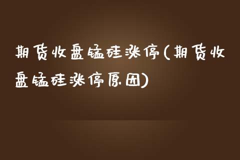 期货收盘锰硅涨停(期货收盘锰硅涨停原因) (https://www.njaxzs.com/) 期货开户 第1张