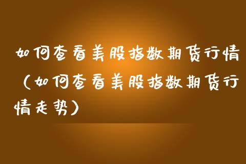 如何查看美股指数期货行情（如何查看美股指数期货行情走势） (https://www.njaxzs.com/) 期货开户 第1张