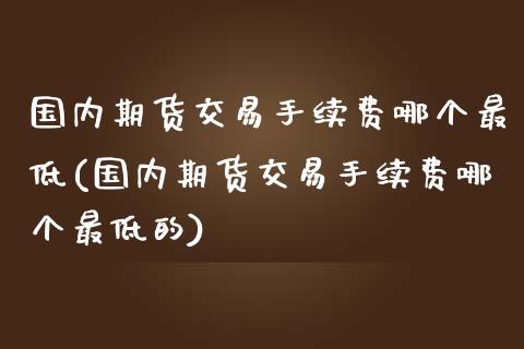 国内期货交易手续费哪个最低(国内期货交易手续费哪个最低的) (https://www.njaxzs.com/) 期货直播间 第1张