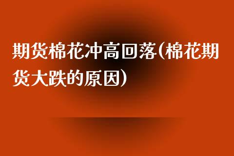 期货棉花冲高回落(棉花期货大跌的原因) (https://www.njaxzs.com/) 原油期货 第1张