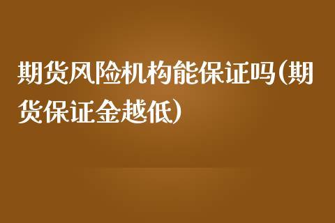 期货风险机构能保证吗(期货保证金越低) (https://www.njaxzs.com/) 内盘期货 第1张