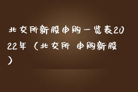 北交所新股申购一览表2022年（北交所 申购新股） (https://www.njaxzs.com/) 期货直播间 第1张