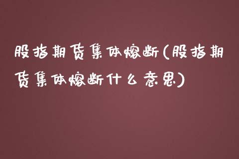 股指期货集体熔断(股指期货集体熔断什么意思) (https://www.njaxzs.com/) 期货行情 第1张