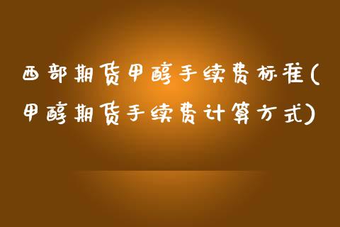 西部期货甲醇手续费标准(甲醇期货手续费计算方式) (https://www.njaxzs.com/) 期货投资 第1张