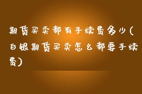 期货买卖都有手续费多少(白银期货买卖怎么都要手续费) (https://www.njaxzs.com/) 期货直播间 第1张
