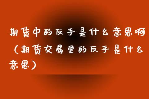 期货中的反手是什么意思啊（期货交易里的反手是什么意思） (https://www.njaxzs.com/) 期货直播间 第1张
