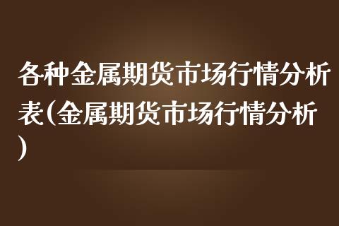 各种金属期货市场行情分析表(金属期货市场行情分析) (https://www.njaxzs.com/) 内盘期货 第1张