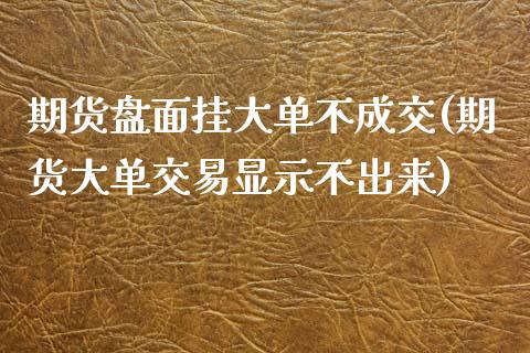 期货盘面挂大单不成交(期货大单交易显示不出来) (https://www.njaxzs.com/) 黄金期货 第1张