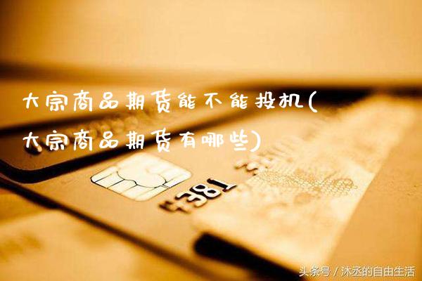 大宗商品期货能不能投机(大宗商品期货有哪些) (https://www.njaxzs.com/) 期货行情 第1张